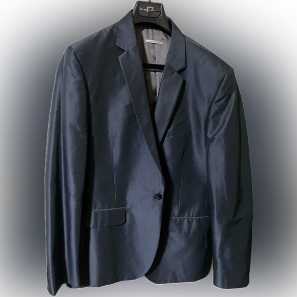 CALVIN KLEIN - charcoal blue satin finish sport coat - Picture 2 of 5